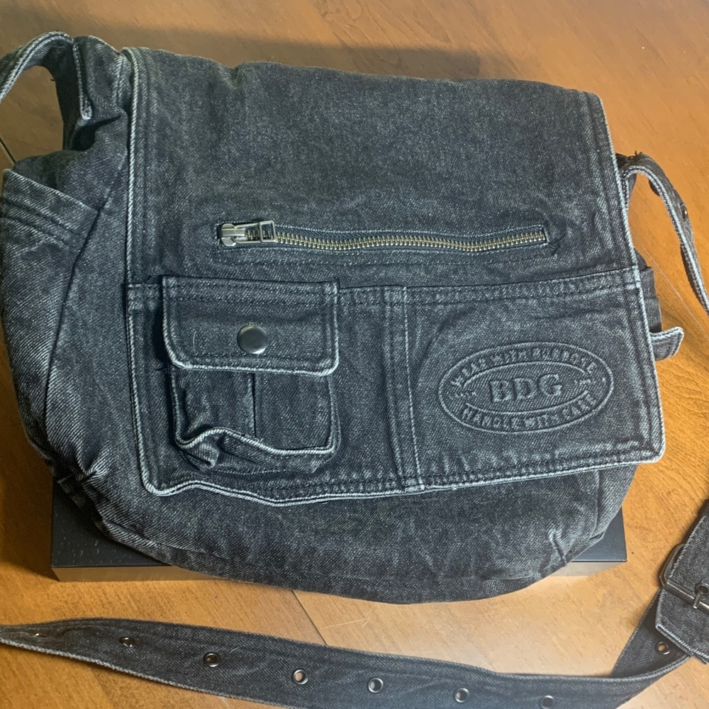 BDG Charcoal Denim Messenger Bag
